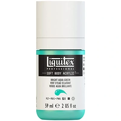 Obrázek Liquitex 1959660 profesionální akrylová barva Soft Body umělecká v krémové krycí konzistenci, vysoká pigmentace, stálobarevná a odolná proti stárnutí, 59 ml láhev svítící aqua zelená