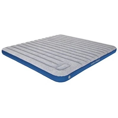 Obrázek High Peak Unisex Cross Beam King extra dlouhá vzduchová postel, s integrovanou nožní pumpou a protiskluzovou funkcí, prodyšná, robustní, horní strana měkká, pro vnitřní i venkovní použití, světle šedá/modrá, XXL