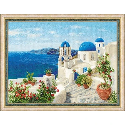 Obrázek RIOLIS Santorini balení křížkovým stehem, bavlna, vícebarevné, 40 x 30 0,1 cm