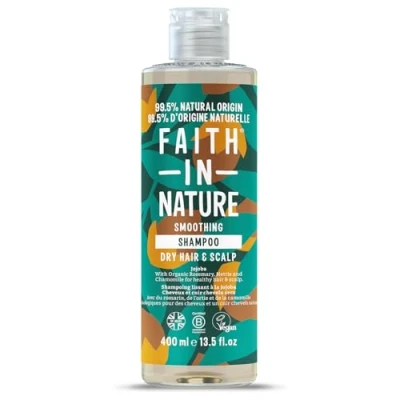 Obrázek Faith In Nature Přírodní jojobový šampon, vyhlazující, veganský a bez pokusů na zvířatech, SLS nebo parabenů, pro normální až suché vlasy, 400 ml
