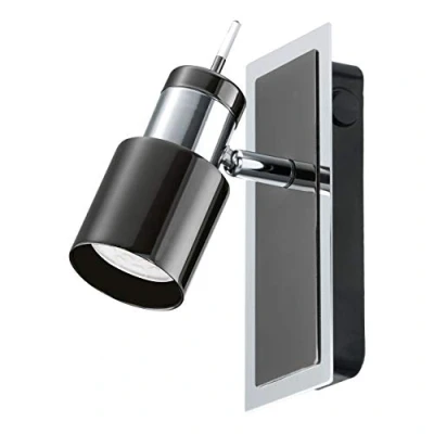 Obrázek EGLO LED nástěnná lampa Davida 1, nástěnné svítidlo, kovový nástěnný zářič v chromu, nikl nero, do obývacího pokoje, s vypínačem, bodové světlo vč. GU10 žárovky, teplá bílá