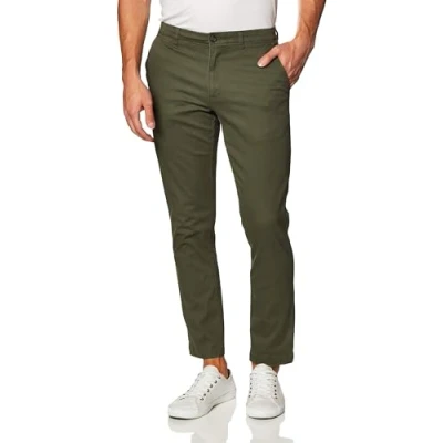 Obrázek Amazon Essentials Pánské ležérní strečové chino kalhoty s úzkým střihem, olivově zelená, 33 W / 28 L