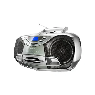 Obrázek Karcher RR 510(N) přenosné CD rádio (CD přehrávač s kazetou, FM rádio, boombox, malé děti přehrávač, MP3 USB, stereo zařízení, kompaktní baterie/síťový provoz)