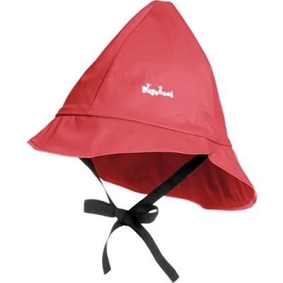 Obrázek Playshoes Unisex dětská čepice do deště s podšívkou větrovka a vodotěsný klobouk oděv deště, červená bavlněná podšívka