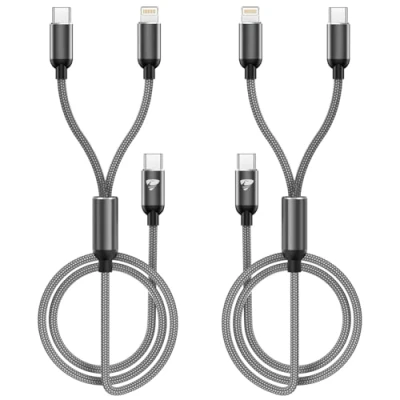 Obrázek USB C na Multi kabel, [2 kusy 1. 2M ] Nabíjecí kabel Pro iPhone MFi certifikovaný Lightning 14 13 12 11, rychlonabíjecí 15 Samsung