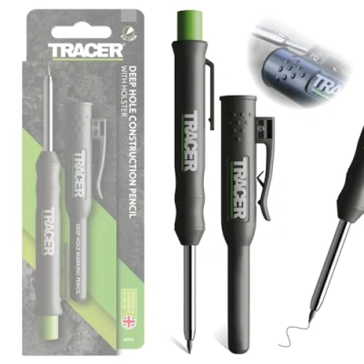 Obrázek Tracer popisovač hlubokých otvorů tužka boční držák (120 mm, vytahovací 2B stavební s vestavěným ořezávátkem). Truhlářská tužka//hloubkový