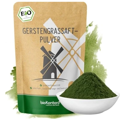 Obrázek Prášek z ječmenové trávy BIO 250 g kvalita surovin USA bez přísad ideální pro smoothie Anthony William bioKontor