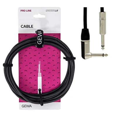 Obrázek GEWA Přístrojový kabel mono Pro Line 3 m, černý, 6,3 mm jack úhlová mono, 190520