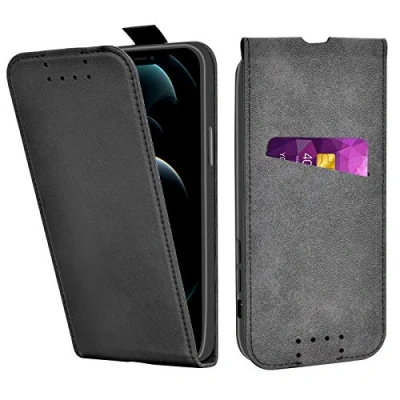 Obrázek Adicase iPhone 12 Mini obal kůže na pouzdro mobil Flip Case ochranné (černé)