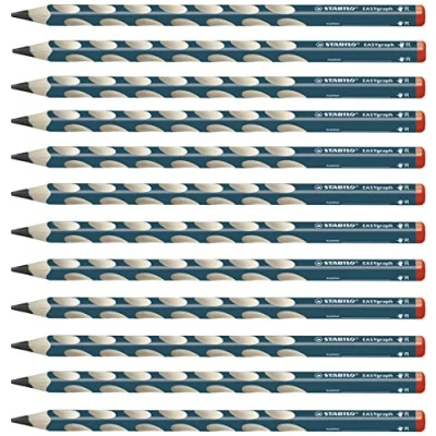 Obrázek Ergonomická trojhranná tužka pro praváky STABILO EASYgraph v petrolejové barvě jednotlivé pero stupeň tvrdosti HB