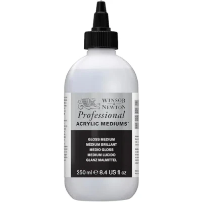 Obrázek Winsor &amp; Newton 3040935 Lesk Malířský prostředek, zlepšuje hloubku, průhlednost a tekutost akrylových barev láhev 250 ml