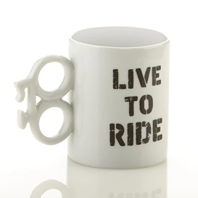 Obrázek Boxer Keramický hrnek &quot;LIVE TO RIDE&quot;) bílý