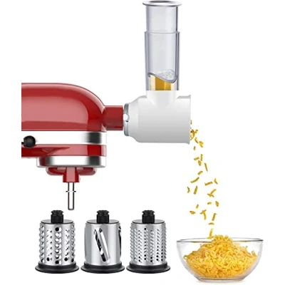 Obrázek Gemüseschneider für kitchen aid Küchenmaschine, Slicer Shredder Aufsatz kitchenaid Zubehör,Gemüseschneider Käsereibe set Zubehoer von GVODE, Weiß
