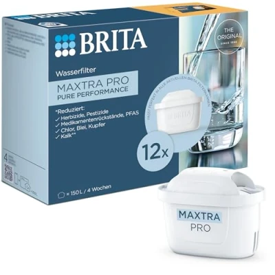 Obrázek BRITA Filterkartuschen MAXTRA PRO All in 1 12er Pack (Jahresvorrat); Ersatzkartusche Für alle Kannen. frisches Wasser. Filtert Mikroverunreinigungen wie PFAS, Chlor, Kalk &amp; Metalle