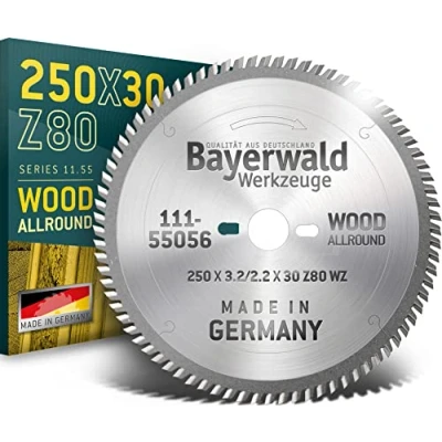 Obrázek Bayerwald HM pilový kotouč Ø 250 x 3, 2 30 Z=80 VW Série 11. 55 výměnný zub pro podélné a průřezy do dřeva/dřevěných materiálů