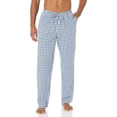 Obrázek Amazon Essentials Herren Gewebte Pyjamahose, Gerade Geschnitten, Hellblau Weiß Karomuster, L