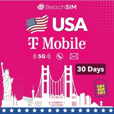 Obrázek beachSIM T Mobile USA SIM neomezené údaje a telefonování &amp; SMS (USA 30 dní)
