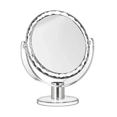 Obrázek Relaxdays Kosmetické zrcátko zvětšení, na líčení stojící, make up kulaté, V x h: 23 19 10 cm, průhledné