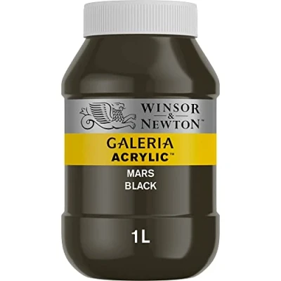 Obrázek Winsor &amp; Newton Akrylová barva Galeria 2154386, vysoká pigmentace, stálá na světle, máslová konzistence, 1000 ml hrnec Mars černá
