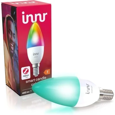 Obrázek innr Zigbee Smart lampa E14, funguje s Alexa a Hue* (nutná bridge), bílá &amp; Color, 16 milionů barev, chytrá žárovka E14 stmívatelná, Home, 1 balení