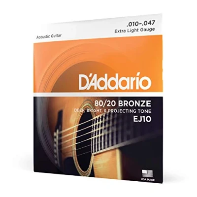 Obrázek D&#039;Addario struny pro westernovou kytaru 80/20 fosfor bronz kytarové akustická kytara strings akustickou EJ10 extra světlo, 1047 1 kus