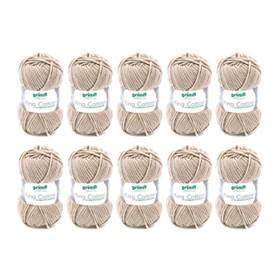 Obrázek Gründl King Cotton (měkká a objemná pletací háčkovací příze z 55 % polyakrylu 45 bavlny, 50 g / 78 m, tloušťka jehlic: 6 7, 10 x g), písek