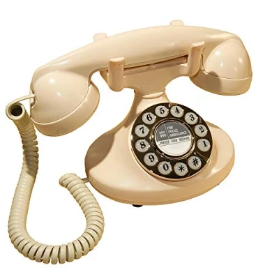 Obrázek GPO Pearl klasický telefon s tlačítky v designu 20. let krém