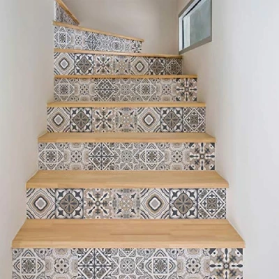 Obrázek Ambiance Selbstklebende Treppenaufkleber Fliesen Sticker Kontremarche Zementfliesen Treppenfliesen Treppe selbstklebend azulejos 15 x 105 cm 4 Streifen