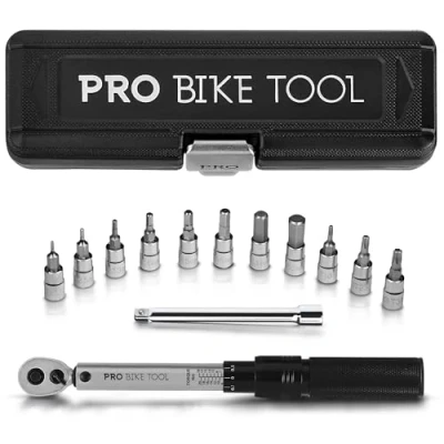Obrázek pro BIKE TOOL Momentový klíč jízdní kolo a motocykl 1/4&quot; pohon s přepínací ráčnou prodloužením, rozsah měření 2 až 20 Nm přesné nářadí včetně vnitřního šestihranu bitů Torx MTB