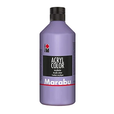 Obrázek Marabu 12010075007 akrylová barevná levandule 500 ml, krémová barva na vodní bázi, rychleschnoucí, stálá světle, voděodolná, k nanášení štětcem a houbou plátno, papír dřevo