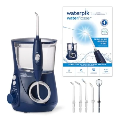 Obrázek Waterpik Ultra Professional ústní sprcha, pevná, 7 nástavců, rozsah tlaku 0,7 bar, 10 nastavení tlaku, časovač, modrá