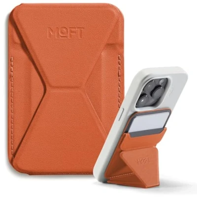 Obrázek MOFT Magnetická peněženka stojan pro iPhone 16/15/14/13/12 série kompatibilní s MagSafe, MOVAS Vegan kožený magnetický na mobilní telefon se 3 pozorovacími úhly, 2 držáky karty (Sunrise)