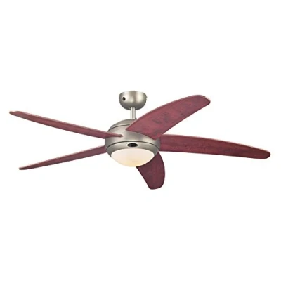 Obrázek 132 cm stropní ventilátor Bendan 72564 s jedním svítidlem a pěti křídly, provedení v tmavém cínu se sklem z opálového mléka