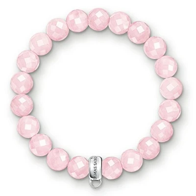 Obrázek Thomas Sabo Dámský elegantní náramek růžový Charm Club Rosa 925 sterlingové stříbro X0191 034 9, Mincovní stříbro, sklo.