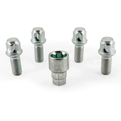 Obrázek H&amp;R 1452703KEY4 sada R13 M14x1. 50x27 mm kulový spoj 4 šrouby na zámek ráfků vč. adaptéru, stříbrné