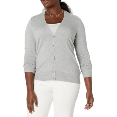 Obrázek Amazon Essentials Damen Leichter Cardigan mit V Ausschnitt (in Übergröße erhältlich), Hellgrau Meliert, L