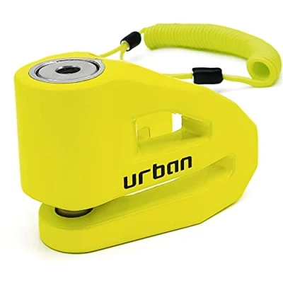 Obrázek URBAN UR206Y zámek na brzdový kotouč motocykl jízdní kolo skútr E Scooter s paměťovým kabelem, lehký design, žlutý, 6 mm