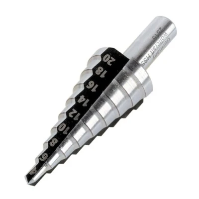 Obrázek wolfcraft I 2515000 stupňovitý vrták HSS pro nerezovou ocel, ocelové plechy, neželezné kovy, plasty vyrobeno z nástrojové oceli Průměr kroků: Ø 4 20 mm pracovní délka: 42,5 dřík: 8