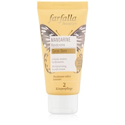 Obrázek farfalla Mandarine hydratační krém na ruce 50 ml intenzivní péče s bio bambuckým máslem a mandarinkovým olejem Veganská receptura 100% certifikovaná přírodní kosmetika