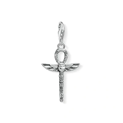 Obrázek Thomas Sabo Unisex šarmantní přívěsek kříž života se Scarabeem Charm Club 925 Sterlingové stříbro 1551 637 21, stříbro, žádný drahokam