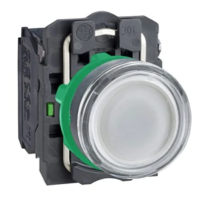 Obrázek Schneider Electric XB5AW31B5 tlačítko, Harmony XB5, plast, bílý, 22 mm, univerzální LED, hladká kalotta, 1S + 1Ö, 24 V ACDC