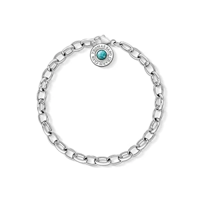 Obrázek Thomas Sabo Dámský náramek Charm Club ze sterlingového stříbra 925 tyrkysový X0229 404 17, Mincovní stříbro, tyrkysová