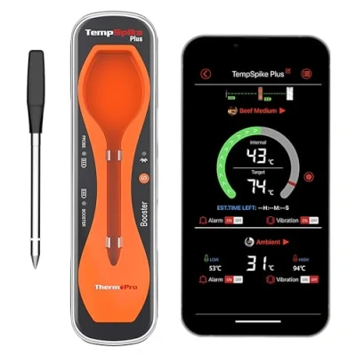 Obrázek ThermoPro TempSpike Plus 180M bezdrátový teploměr na maso s vylepšenou ultratenkou sondou Bluetooth pečení venkovního grilu a udírny aplikací pro BBQ kuchyně