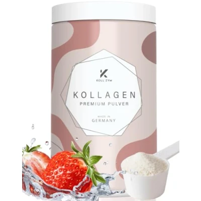 Obrázek KOLL`ZYM© 100% kolagenový prášek s vysokou dávkou [600 g] Originál Collagenové peptidy Bioaktivní kolagen Žádný hydrolyzát chuťově neutrální Made in Germany
