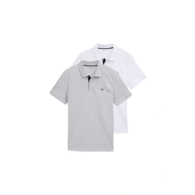 Obrázek TOM Tailor Doublepack Polotričko, Muži, Velikost: Small, Light stone grey melange