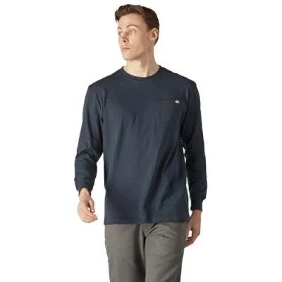 Obrázek Dickies Pánské těžké tričko s dlouhým rukávem kapsou, ležérní střih tričko, Tmavá navair