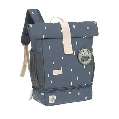 Obrázek LÄSSIG batoh do školky Dětský Rolltop s hrudním popruhem odpuzující vodu, 11 litrů/mini Backpack, Happy Prints tmavě modrá,