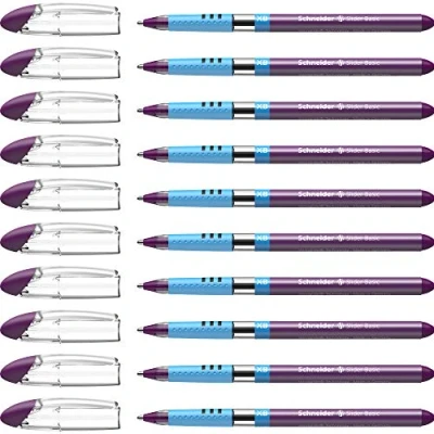 Obrázek Schneider Kuličkové pero 151208 Slider Basic (model s krytem se zónou Soft Grip a tloušťka linky XB=extra široká) balení 10 kusů, fialové