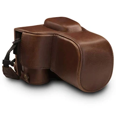 Obrázek MegaGear MG1536 Nikon D3500 Ever Ready Leder Kamera Case mit Trageriemen Dunkelbraun