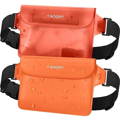 Obrázek Spigen Vodotěsná taška [Aqua Shiela] [2 kusy] Waterproof Bag na vodu IPX8 kompatibilní s iPhone 16/15/14/13 řadami, Galaxy S25/S24/S23 a všemi smartphony Sunset Orange